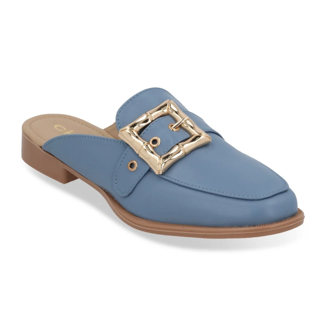 DÚO 641 MOCASÍN DE PISO BEIGE Y AZUL HERRAJE 33083 - Image 2