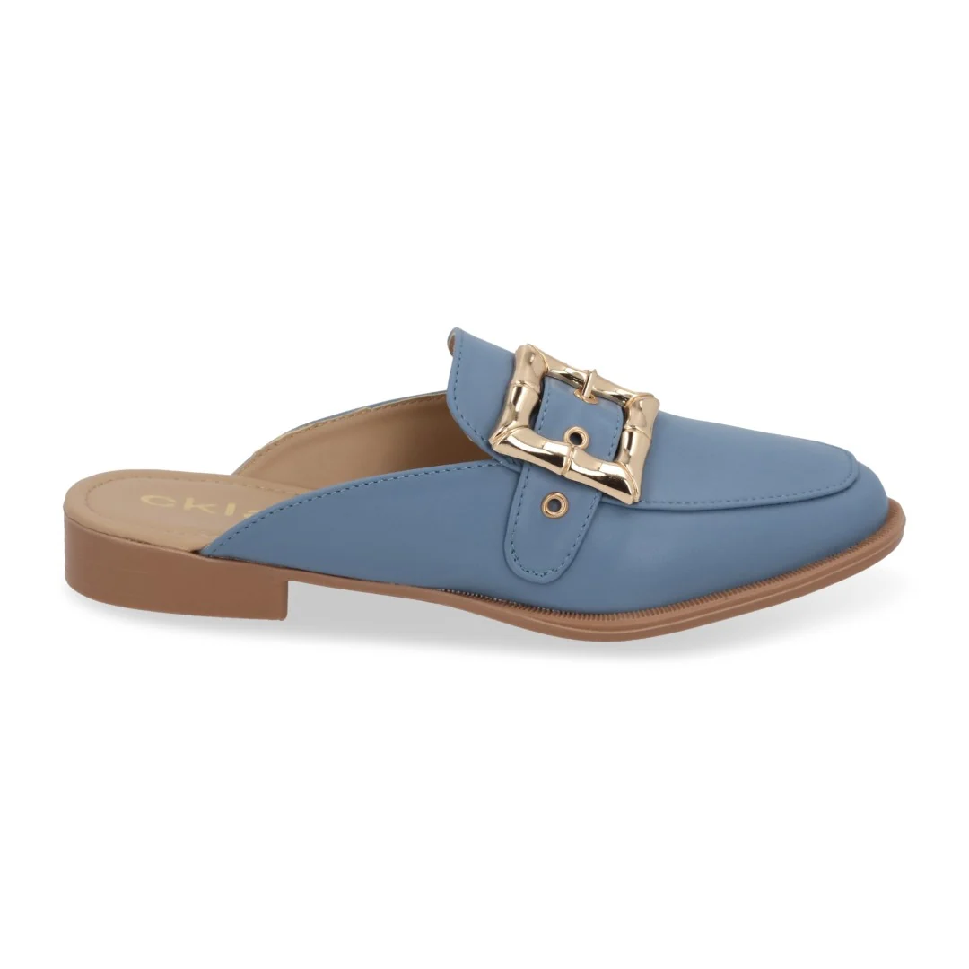 DÚO 641 MOCASÍN DE PISO BEIGE Y AZUL HERRAJE 33083 - Image 3