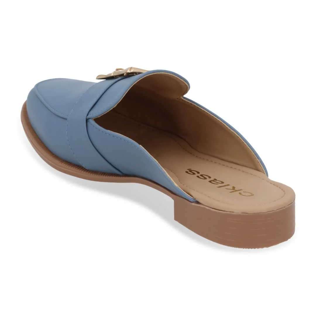 DÚO 641 MOCASÍN DE PISO BEIGE Y AZUL HERRAJE 33083 - Image 4