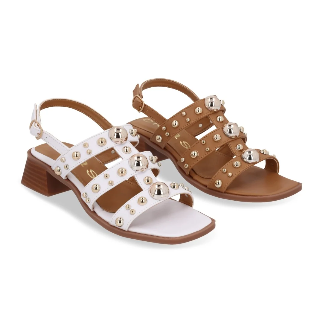 DÚO 644 SANDALIA TACÓN BLANCO Y BEIGE ESTOPEROLES 21651