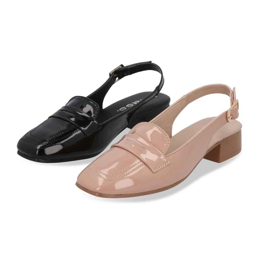 MOCASÍN DE TACÓN NEGRO Y BEIGE PULSERA DUO 647