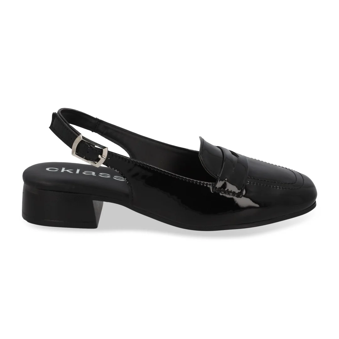 MOCASÍN DE TACÓN NEGRO Y BEIGE PULSERA DUO 647 - Image 9