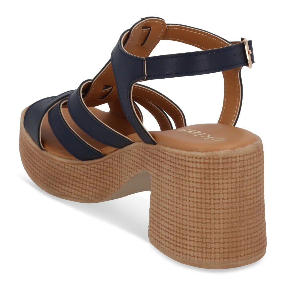 SANDALIA DE TACÓN COLORES BEIGE Y MARINO DUO 648 - Image 10