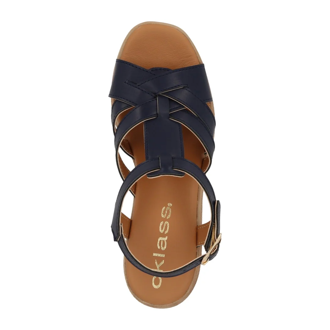 SANDALIA DE TACÓN COLORES BEIGE Y MARINO DUO 648 - Image 12