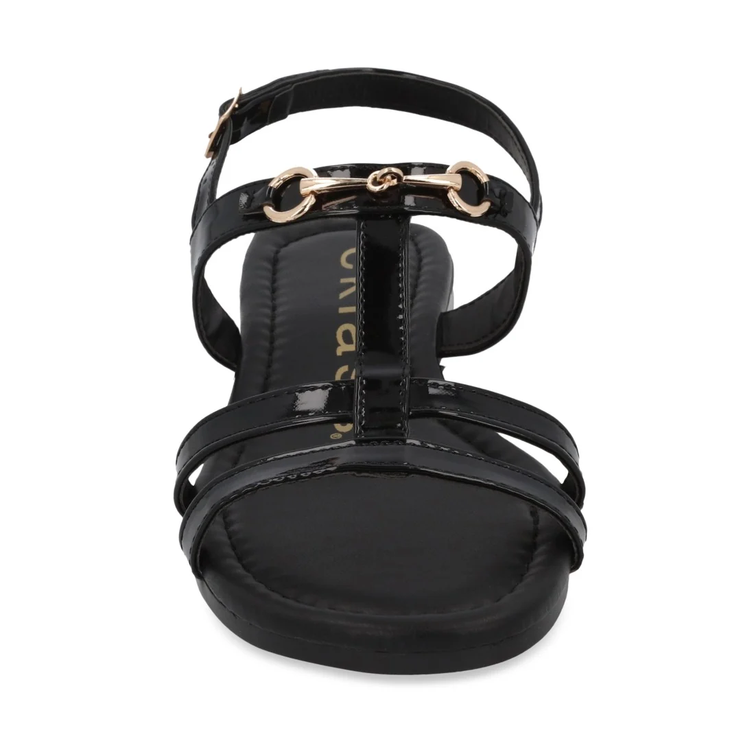 SANDALIA DE PISO NEGRO Y BEIGE CON ADORNO DUO 660 - Image 11