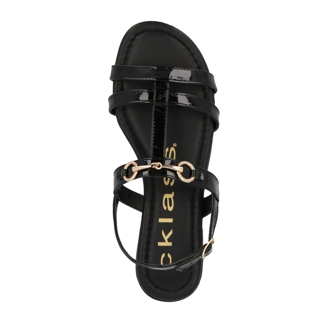 SANDALIA DE PISO NEGRO Y BEIGE CON ADORNO DUO 660 - Image 12