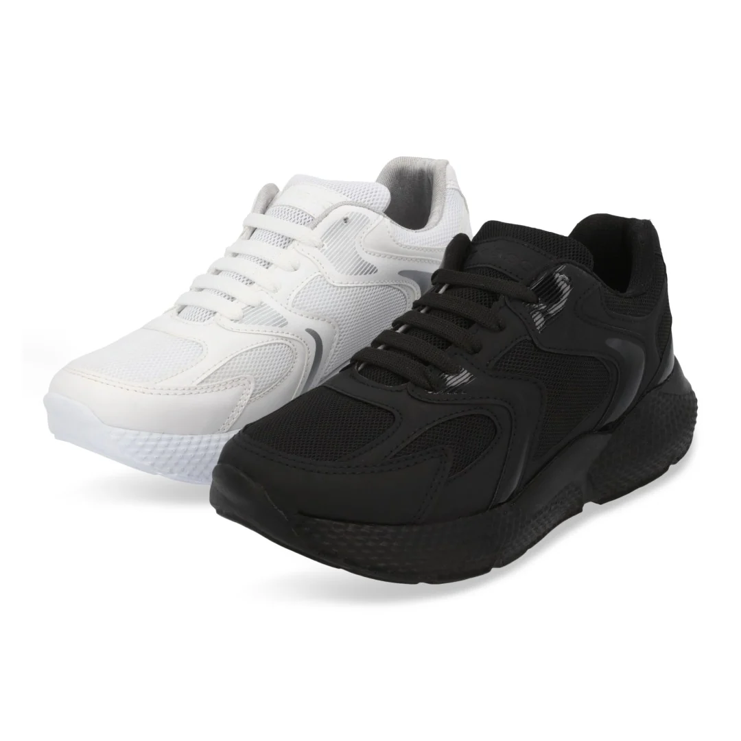 TENIS DE PISO COLORES BLANCO Y NEGRO DUO 665