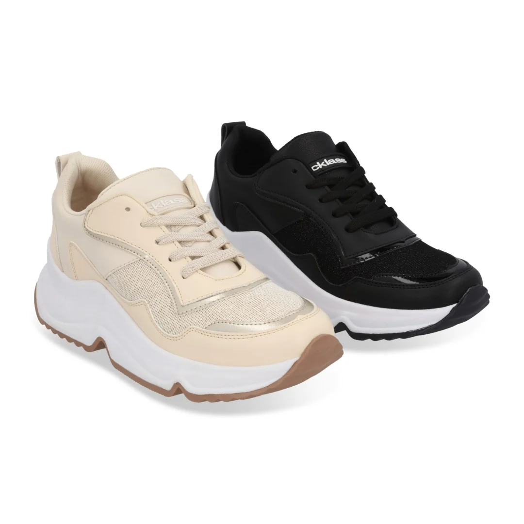 DÚO 667 TENIS DE PISO COLORES NEGRO Y HUESO 08048 - Image 7