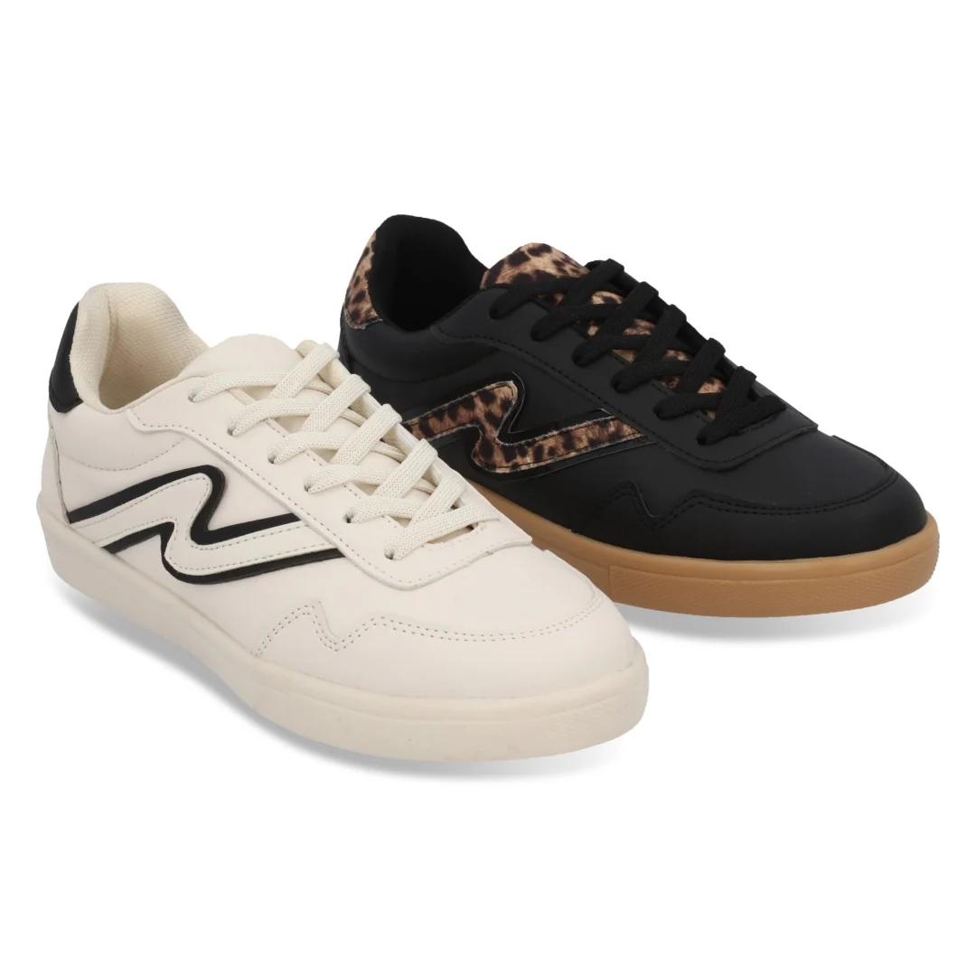 DÚO 673 TENIS HUESO Y NEGRO CON AGUJETAS 33086 - Image 7