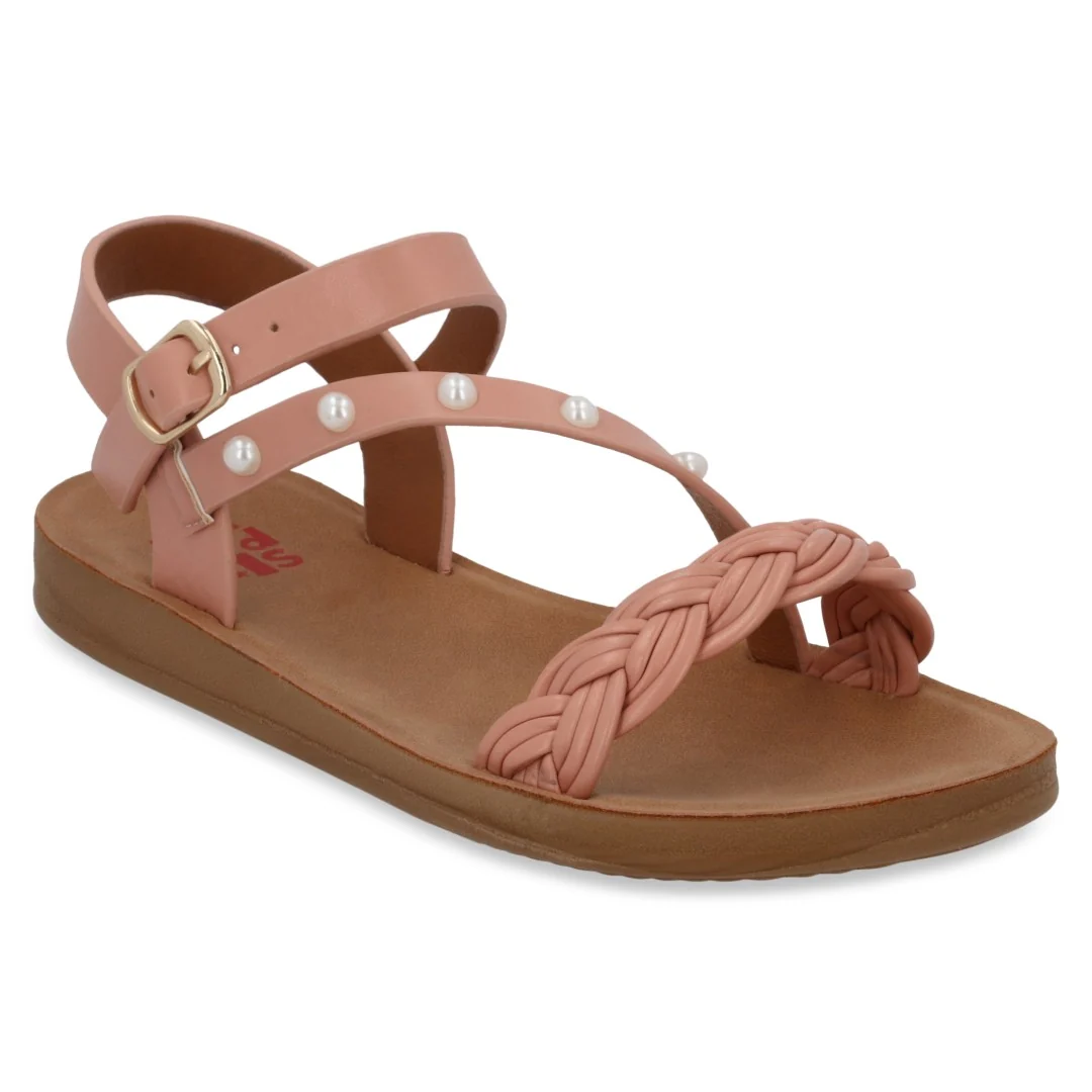 DÚO 686 SANDALIA CASUAL MIEL Y ROSA CON ADORNO - Image 2