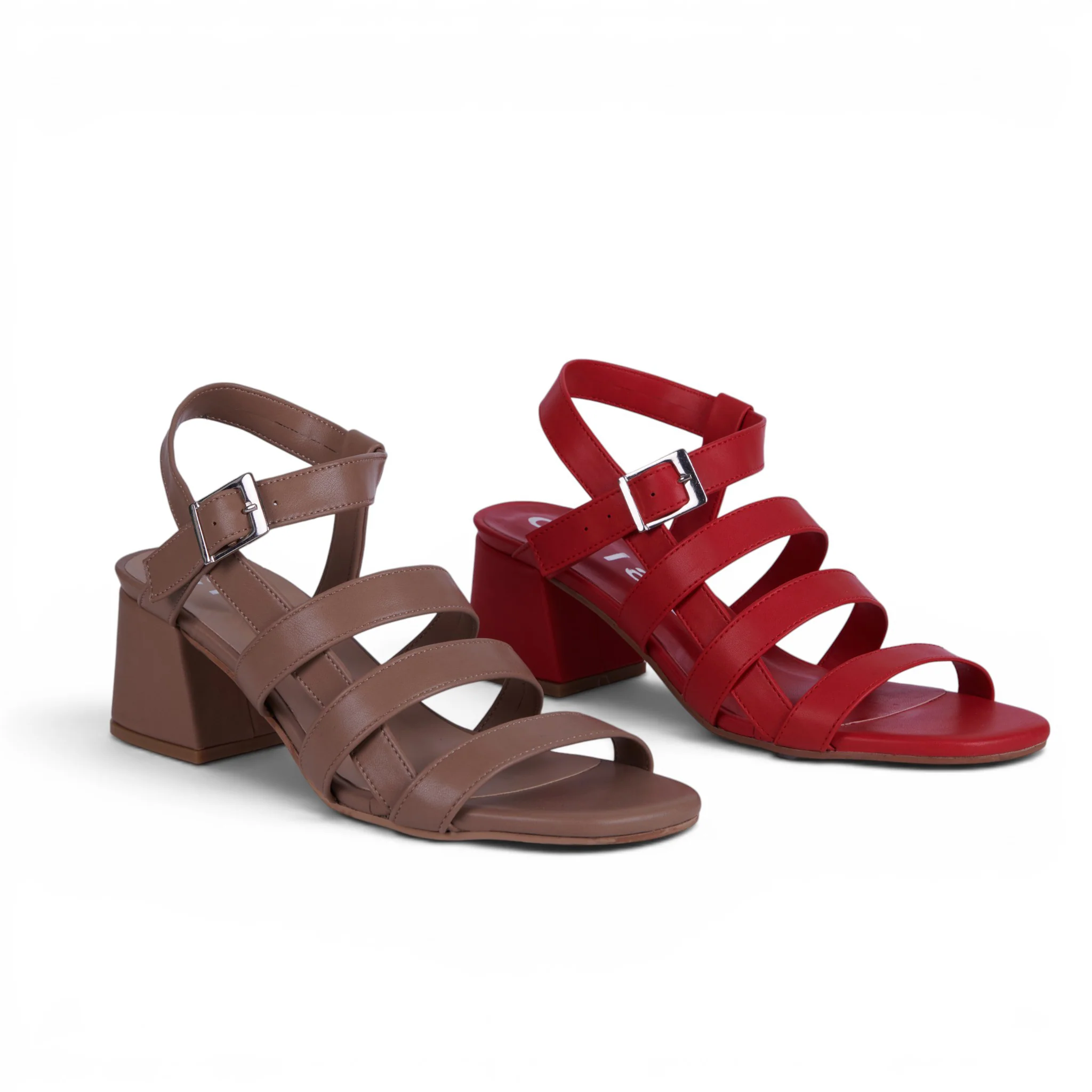 DÚO 787 SANDALIAS DE TIRAS ROJO Y BEIGE