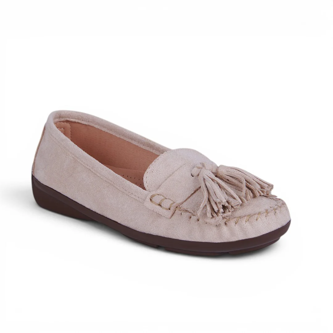 DÚO 814 MOCASINES CON FLECOS HUESO Y MIEL - Image 2