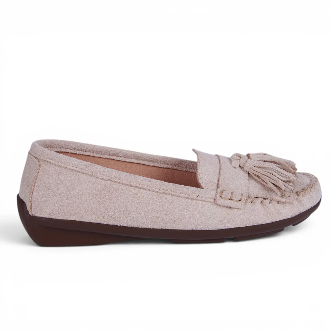 DÚO 814 MOCASINES CON FLECOS HUESO Y MIEL - Image 4