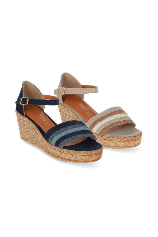 DÚO DE SANDALIA CON PLATAFORMA AZUL Y BEIGE DUO566