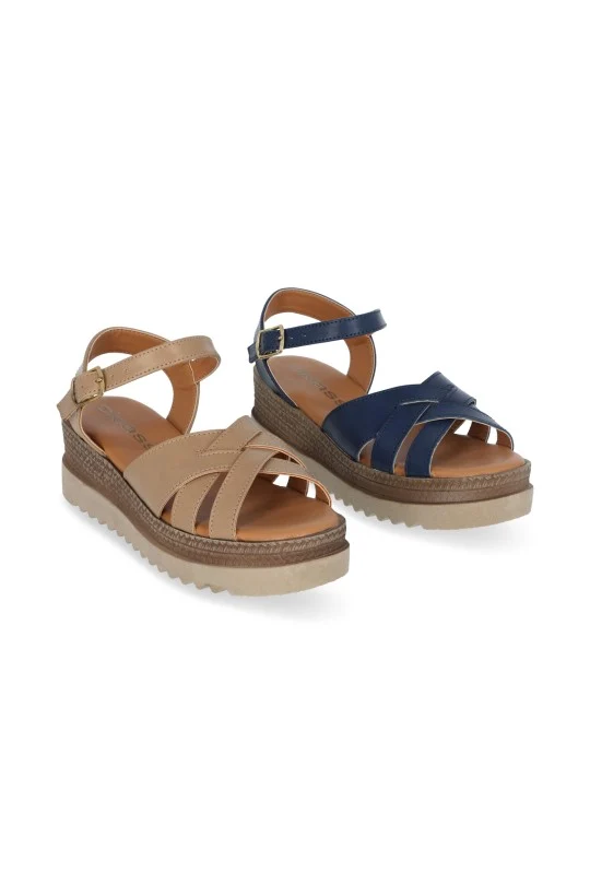 DÚO DE SANDALIAS DE PLATAFORMA CAFÉ Y MARINO DUO565