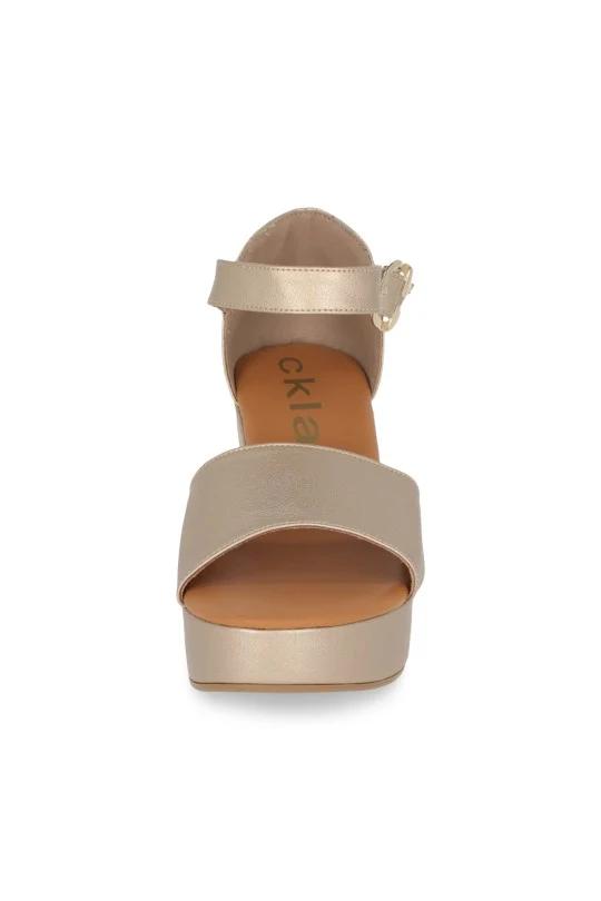 DÚO DE SANDALIAS DE TACÓN NEGRO Y ORO DUO545 - Image 8