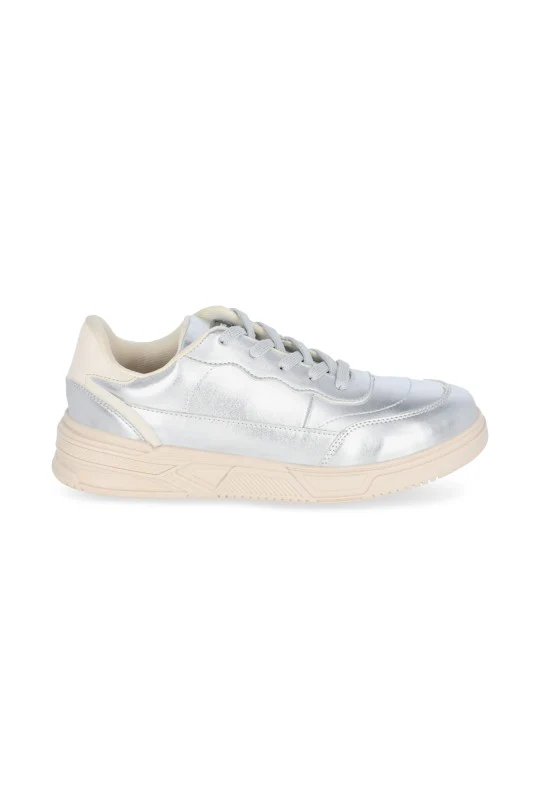 DÚO DE TENIS CASUAL BLANCO Y PLATA CON CINTAS DUO577 - Image 5