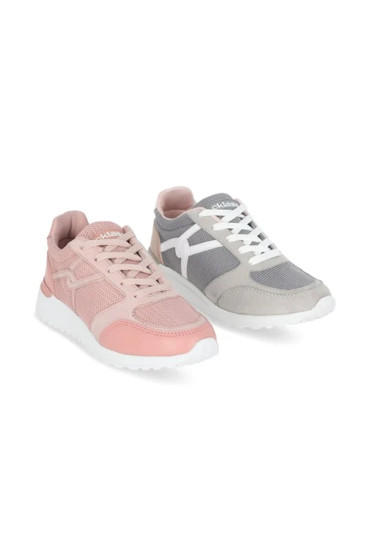 DÚO DE TENIS CASUAL GRIS Y ROSA CON CINTAS DUO576