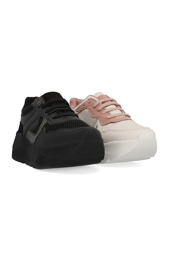 Dúo tenis casual negro y hueso DUO 903