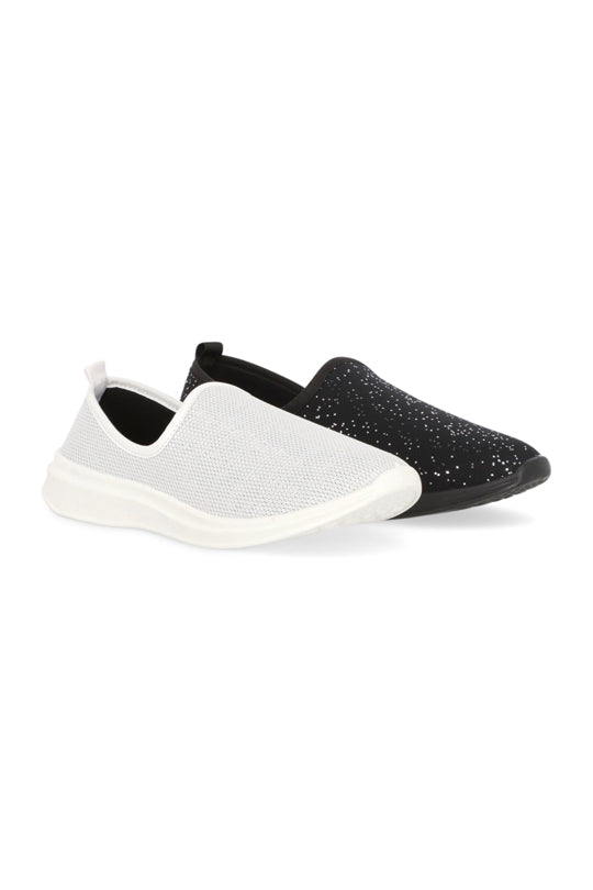 Dúo tenis casual negro y plata DUO 190
