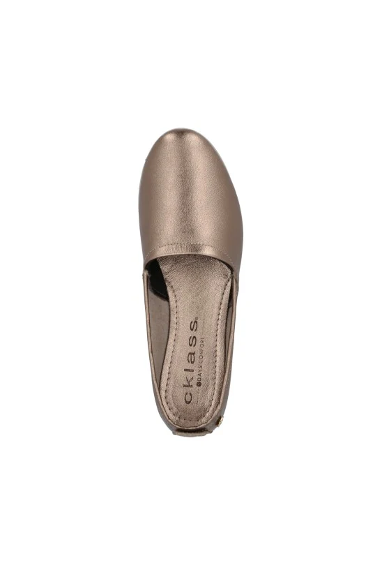 DÚO ZAPATO DE PISO NEGRO Y ORO DE PIEL 72125 - Image 6
