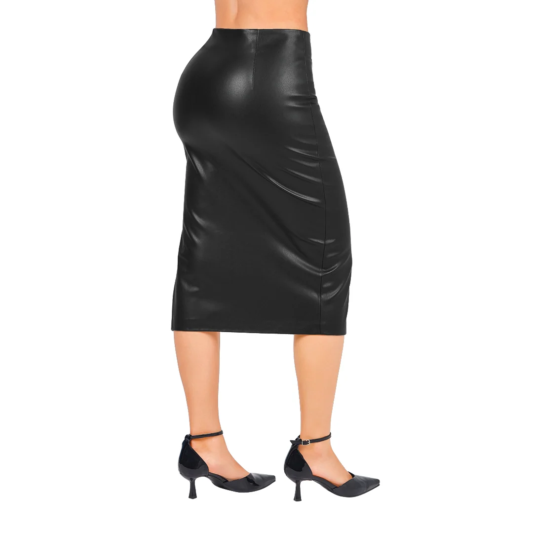 FALDA NEGRA MIDI EFECTO PIEL 90974 - Image 2