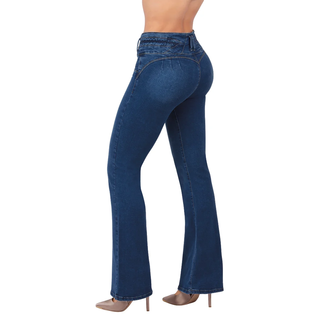 JEANS ACAMPANADO DE TRES BOTONES MEZCLILLA 51096 - Image 3