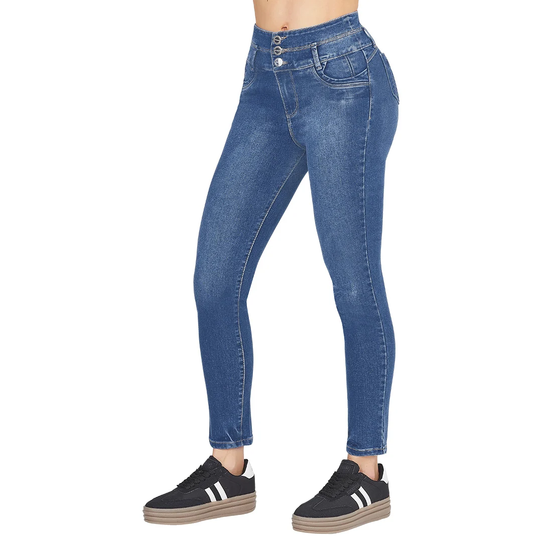 JEANS DE MEZCLILLA ESTILO COLOMBIANO MUJER 51087