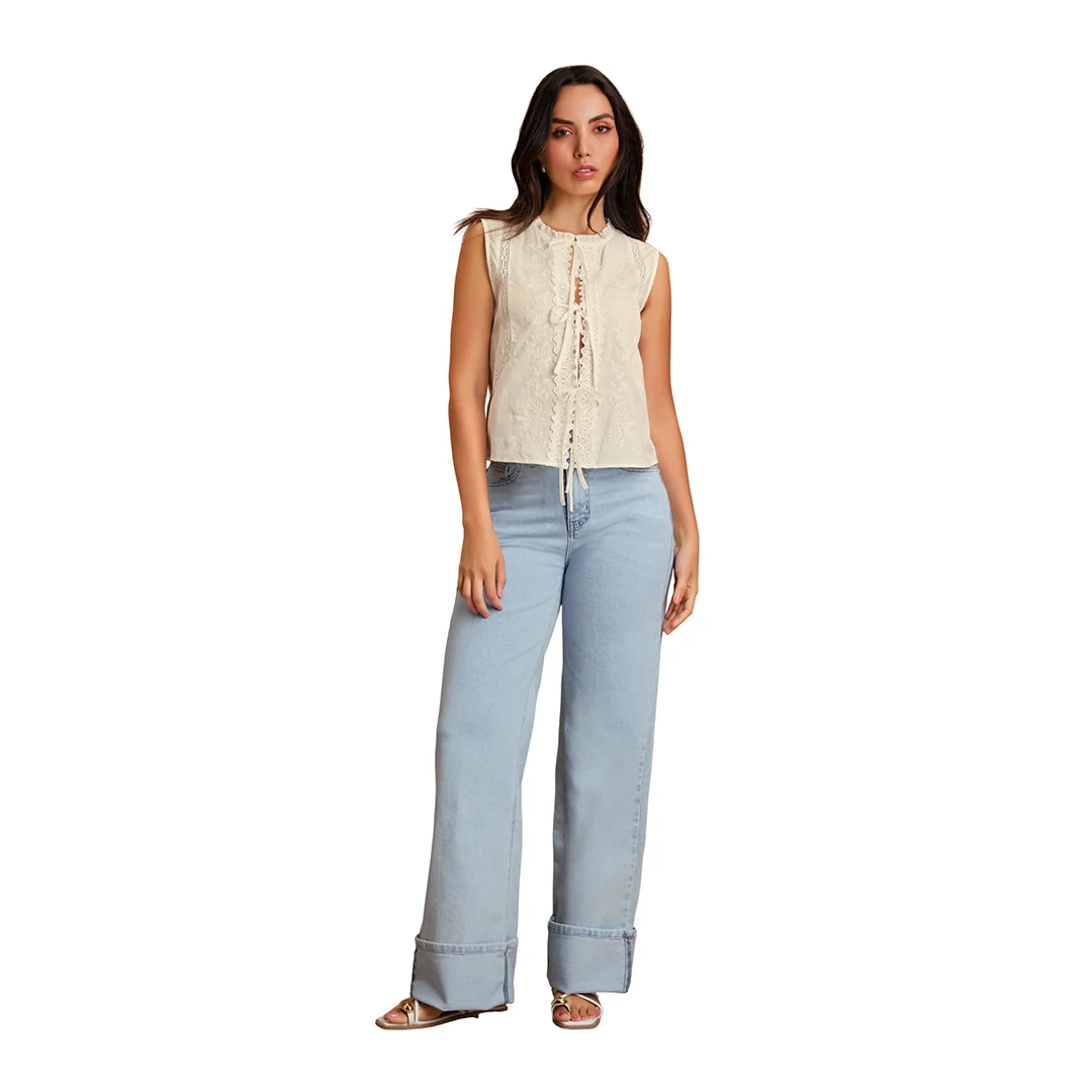 JEANS MEZCLILLA AZUL CON VALENCIANA 51089