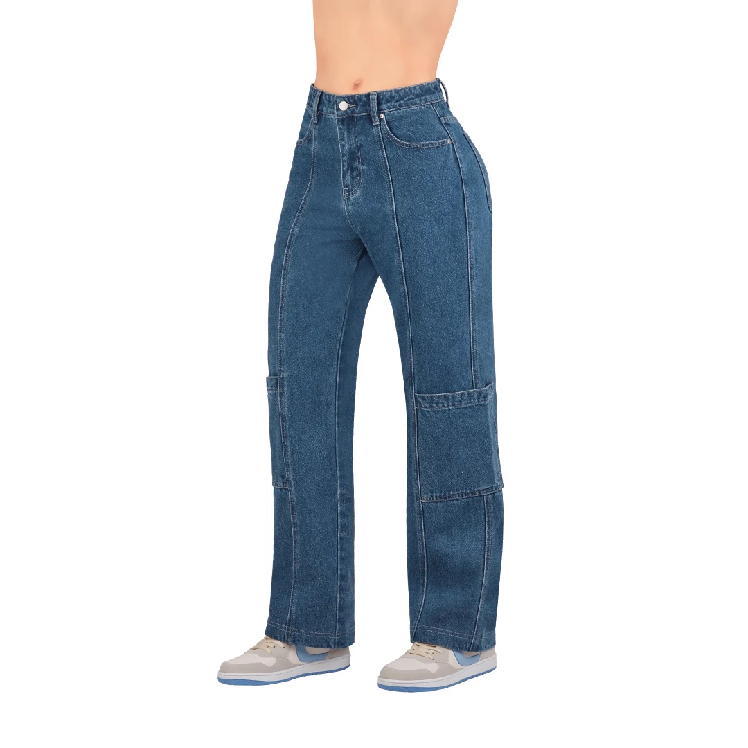 JEANS WIDE CARGO MEZCLILLA AZUL 91448 - Image 3