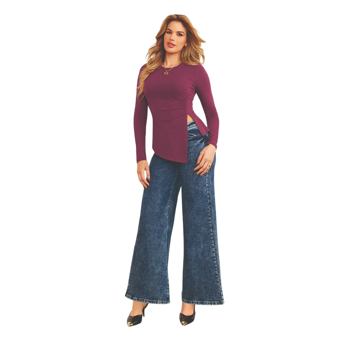 JEANS WIDE LEG ACID WASH MEZCLILLA 51097 - Image 3