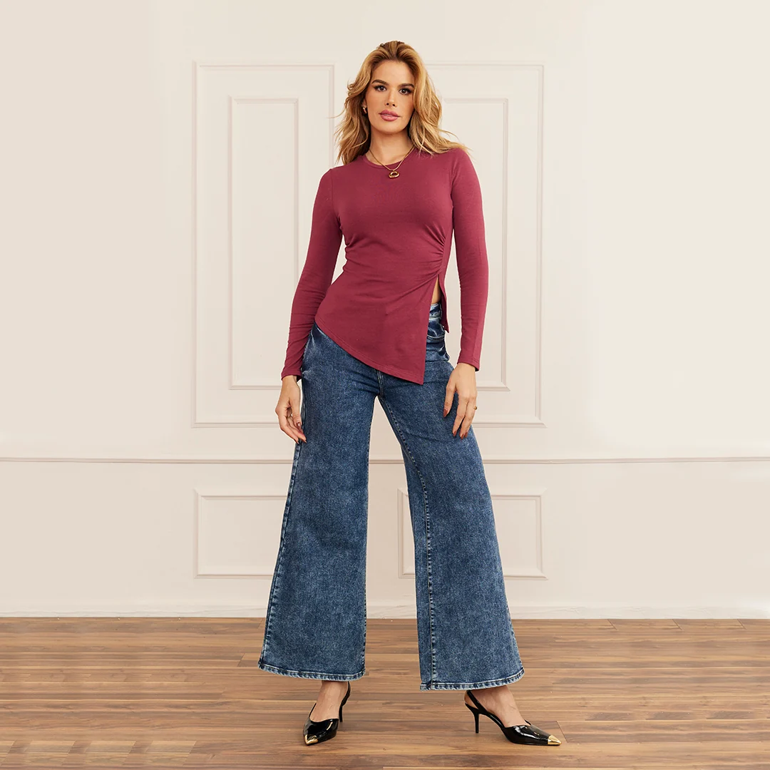 JEANS WIDE LEG ACID WASH MEZCLILLA 51097 - Image 4