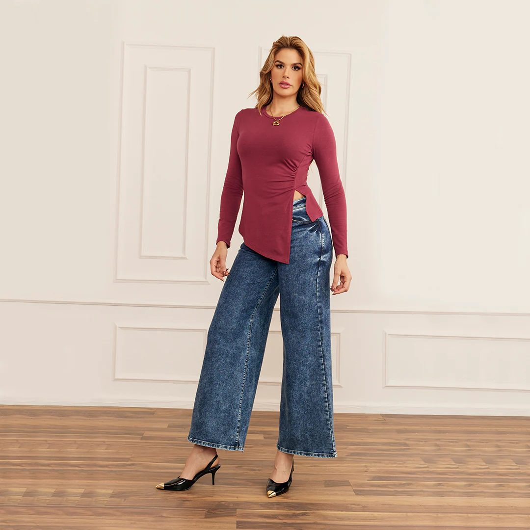 JEANS WIDE LEG ACID WASH MEZCLILLA 51097 - Image 5