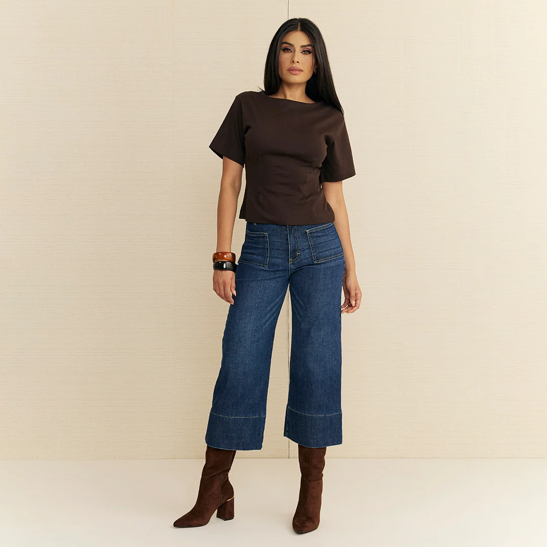 JEANS WIDE LEG BOLSOS FRONTALES MEZCLILLA 07108 - Image 2