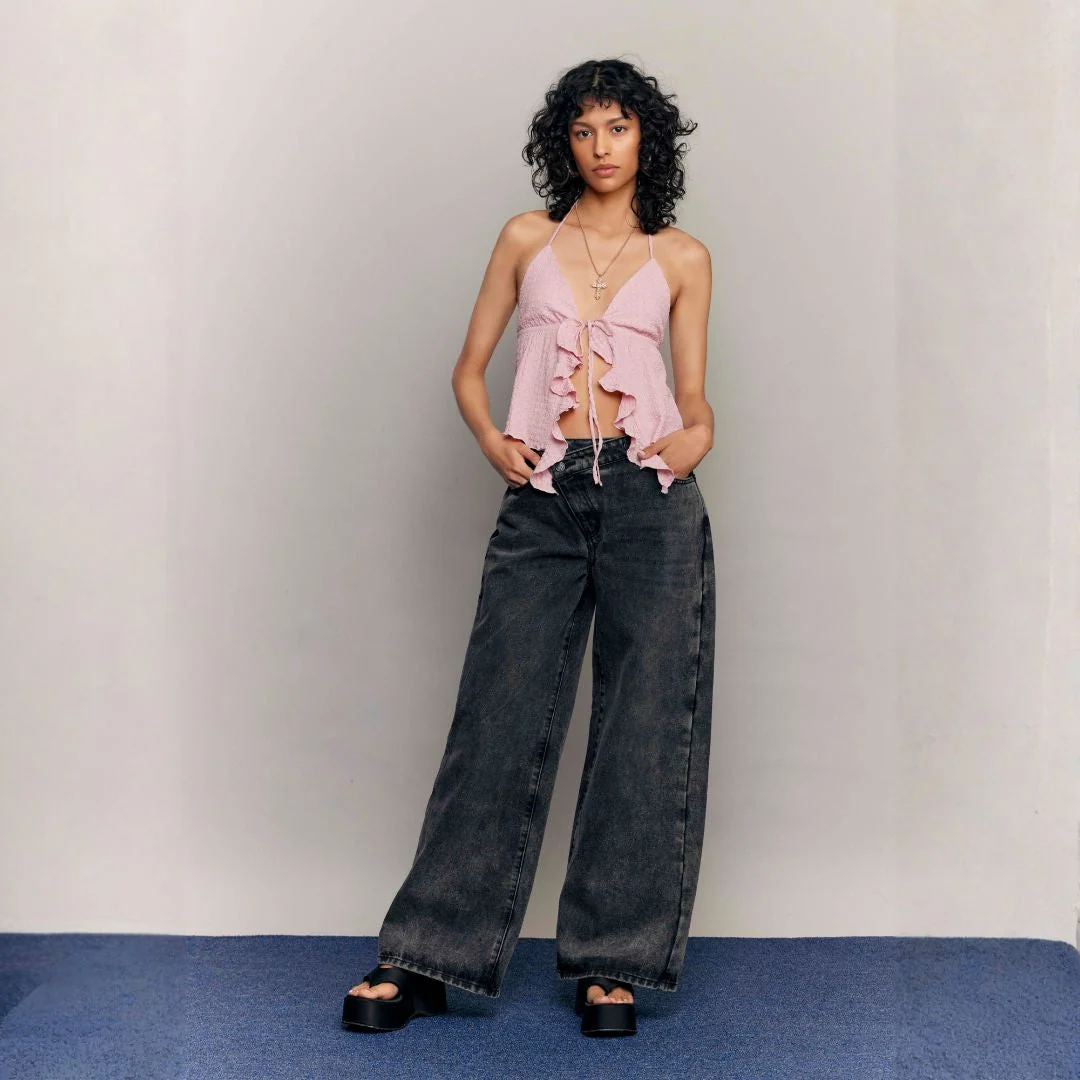 JEANS WIDE LEG TIRO MEDIO GRIS 51093 - Image 3