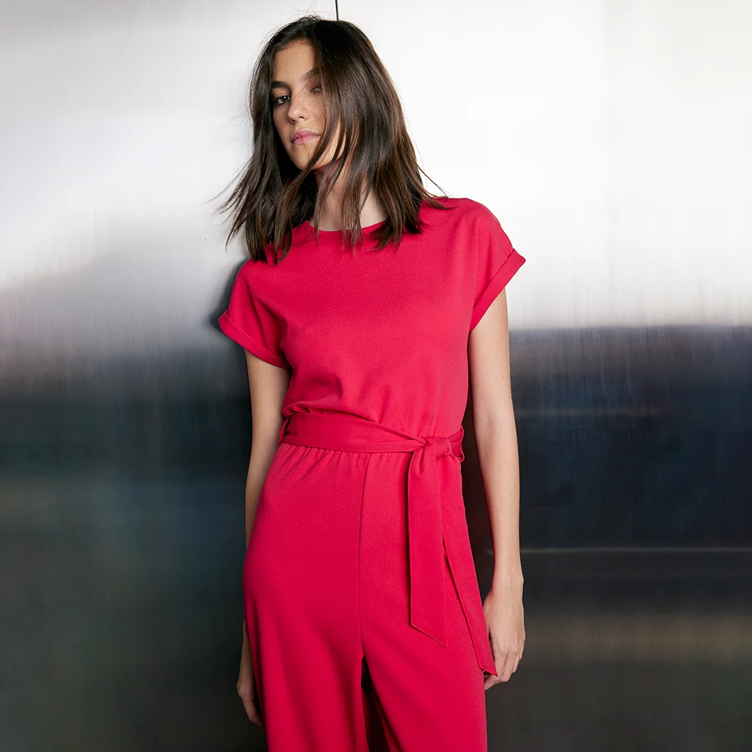 JUMPSUIT ROSA CUELLO REDONDO Y MANGA CORTA 94349 - Image 4
