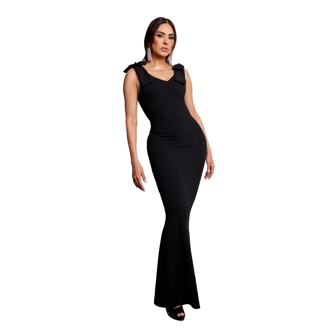 MAXIDRESS NEGRO CON MOÑOS 90233