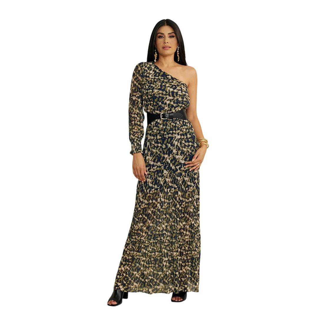 MAXIDRESS PLISADO DE UN HOMBRO ANIMAL PRINT 92661