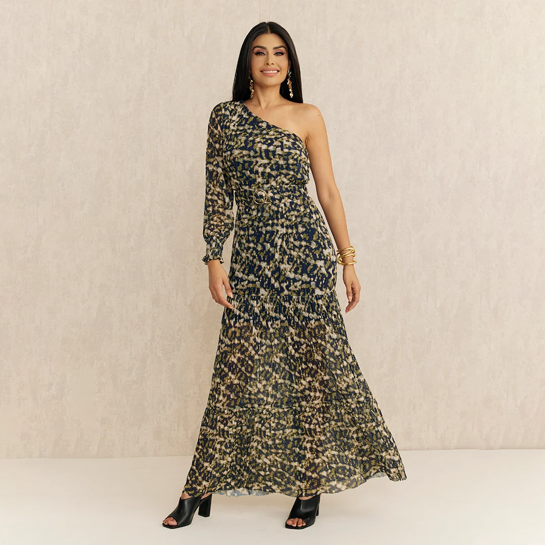 MAXIDRESS PLISADO DE UN HOMBRO ANIMAL PRINT 92661 - Image 3