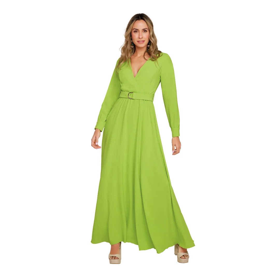 MAXIDRESS VERDE CON CINTURÓN 00795 - Image 2