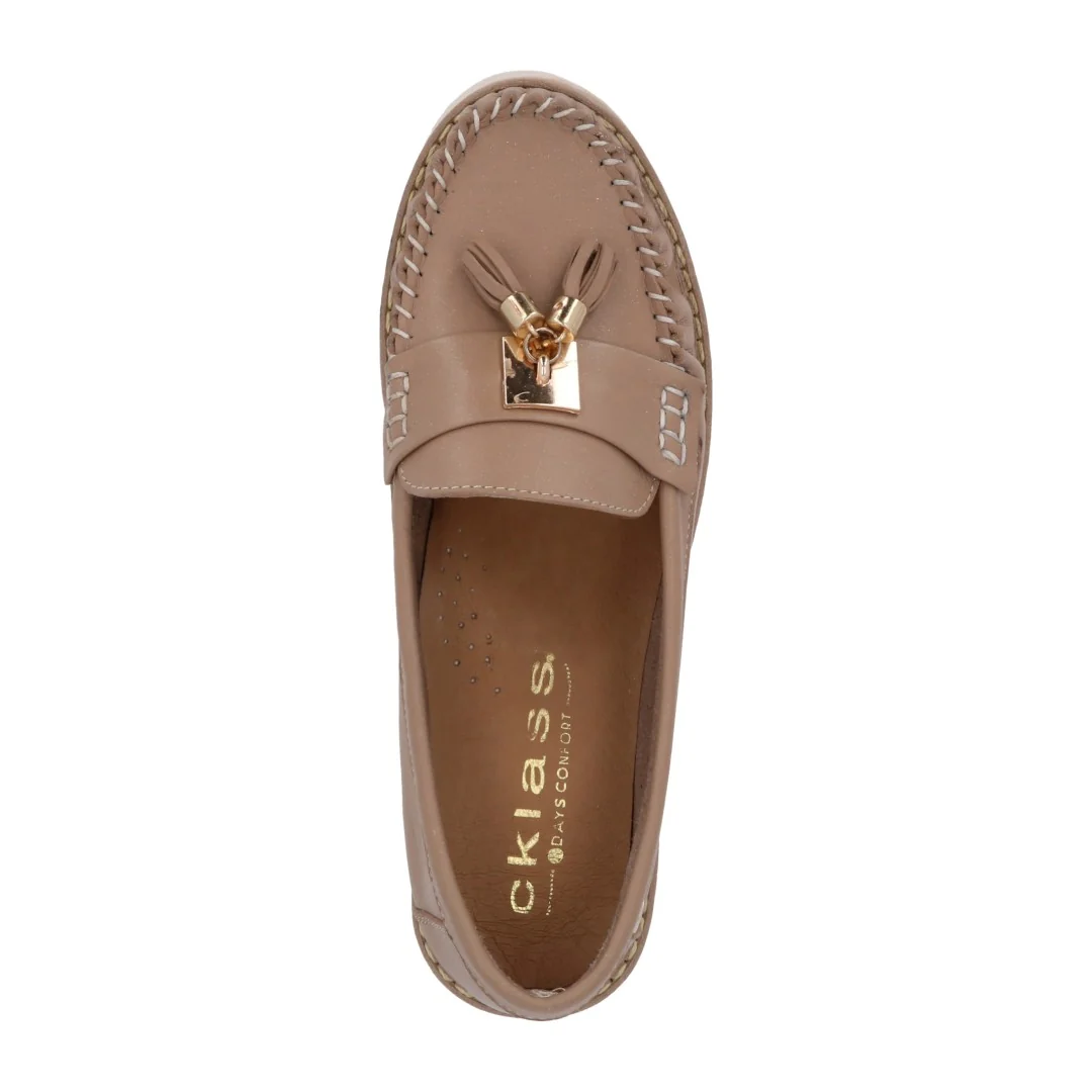 MOCASÍN CASUAL BEIGE CON HERRAJE Y BORLAS 03330 - Image 5