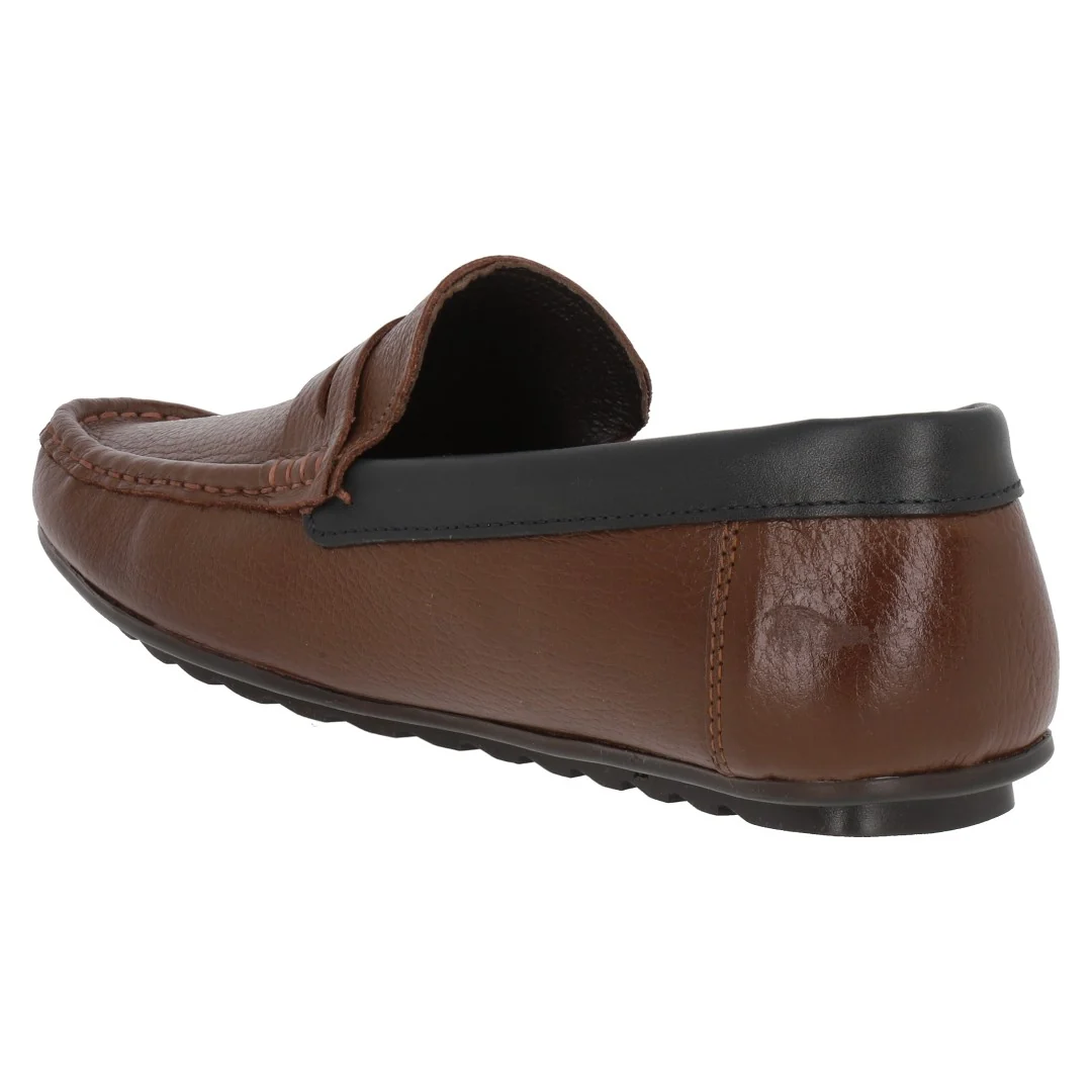 MOCASÍN DE PISO CABALLERO NEGRO Y CAFÉ PIEL DÚO 609 - Image 4