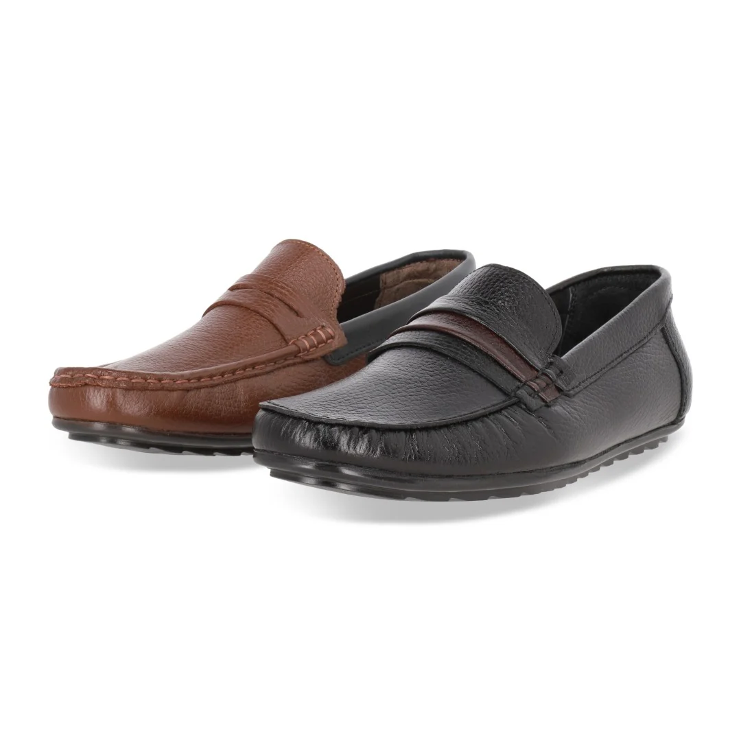 MOCASÍN DE PISO CABALLERO NEGRO Y CAFÉ PIEL DÚO 609 - Image 6