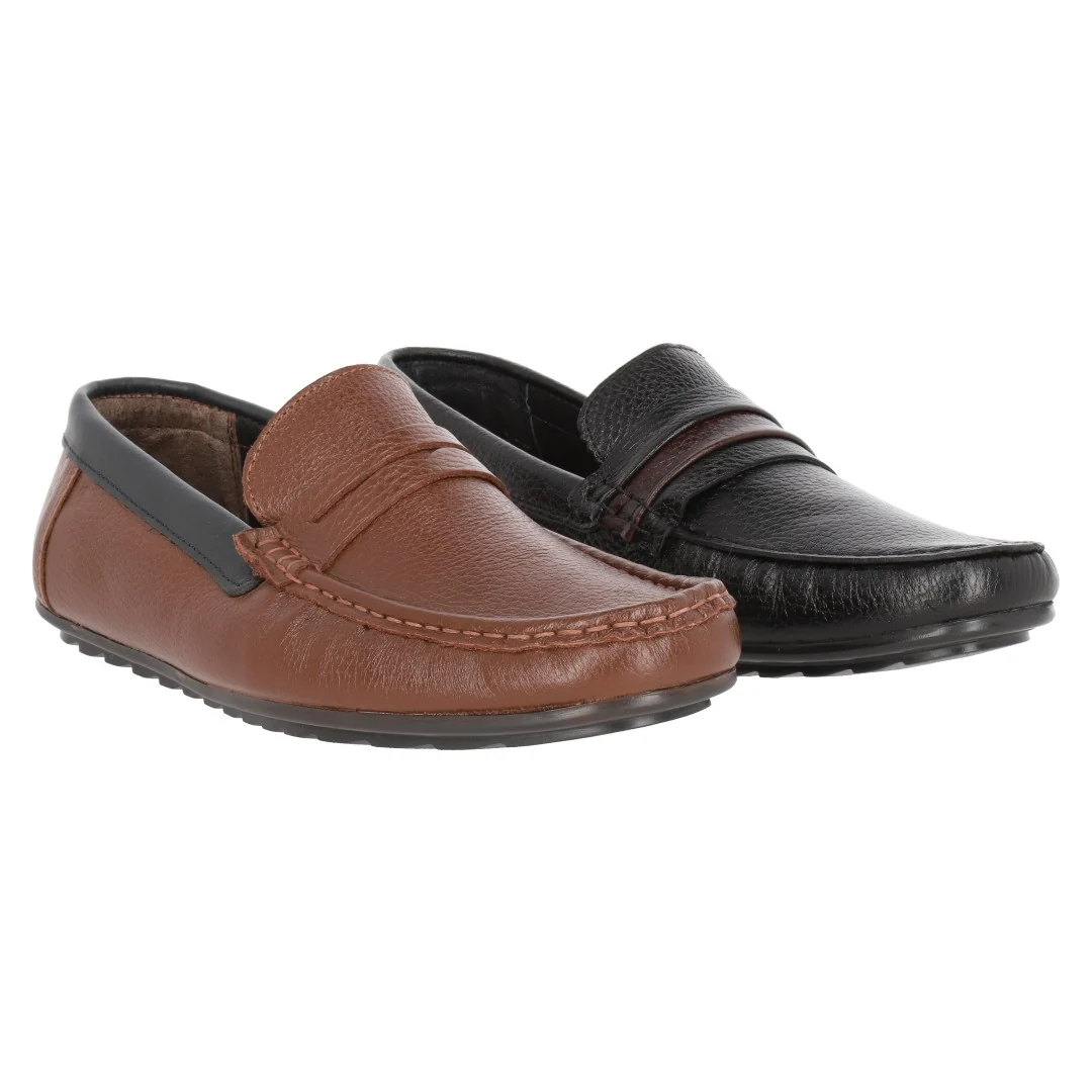 MOCASÍN DE PISO CABALLERO NEGRO Y CAFÉ PIEL DÚO 609 - Image 7