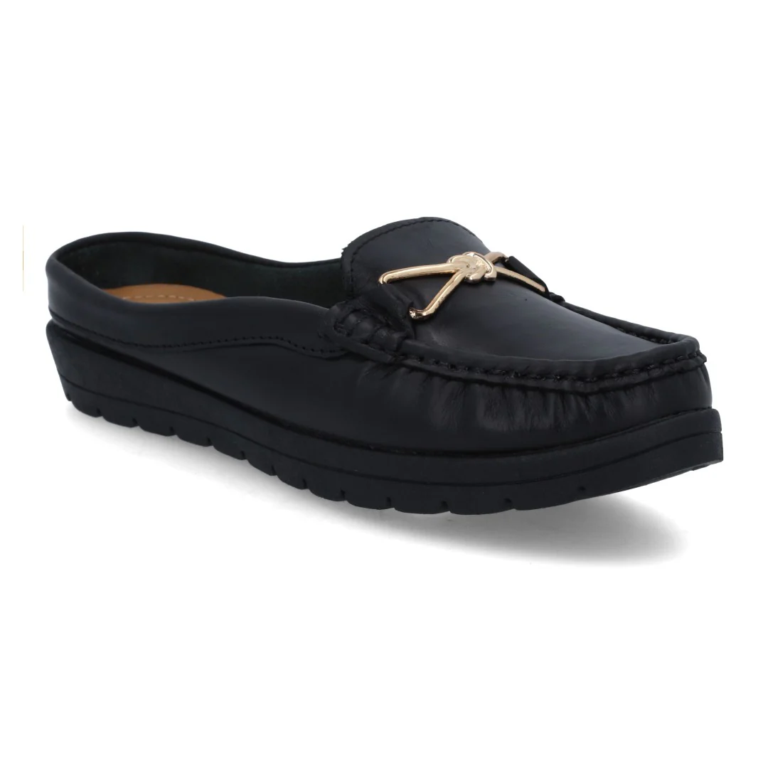 MOCASÍN DE PISO NEGRO DESTALONADO 03676