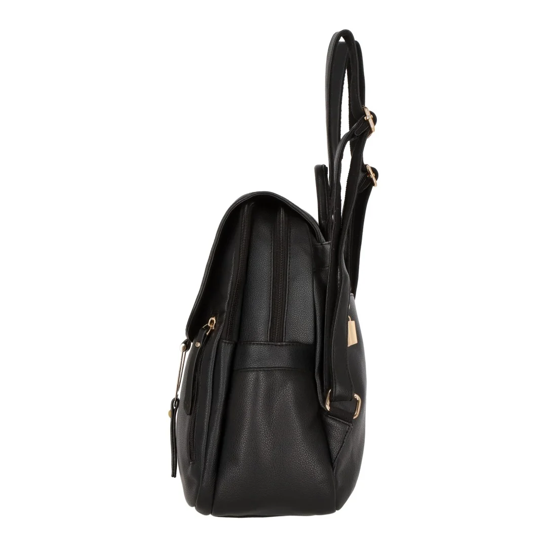 MOCHILA COLOR NEGRO CON HERRAJES DORADOS 99574 - Image 3