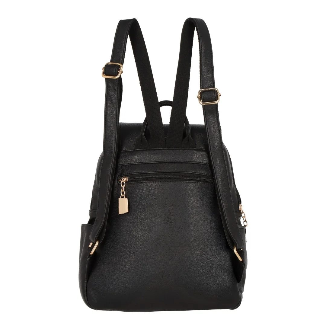 MOCHILA COLOR NEGRO CON HERRAJES DORADOS 99574 - Image 4