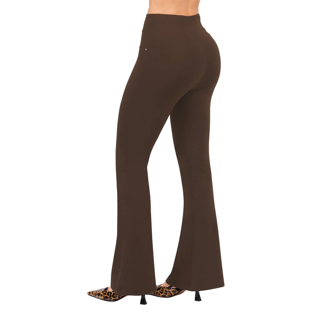 PANTALÓN ACAMPANADO DE TIRO ALTO CAFÉ 90187