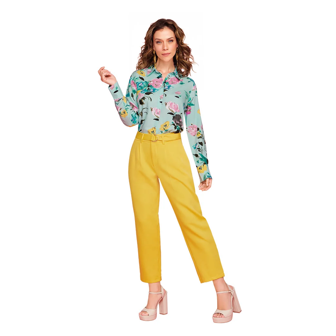 PANTALÓN AMARILLO CON CINTURÓN 91563