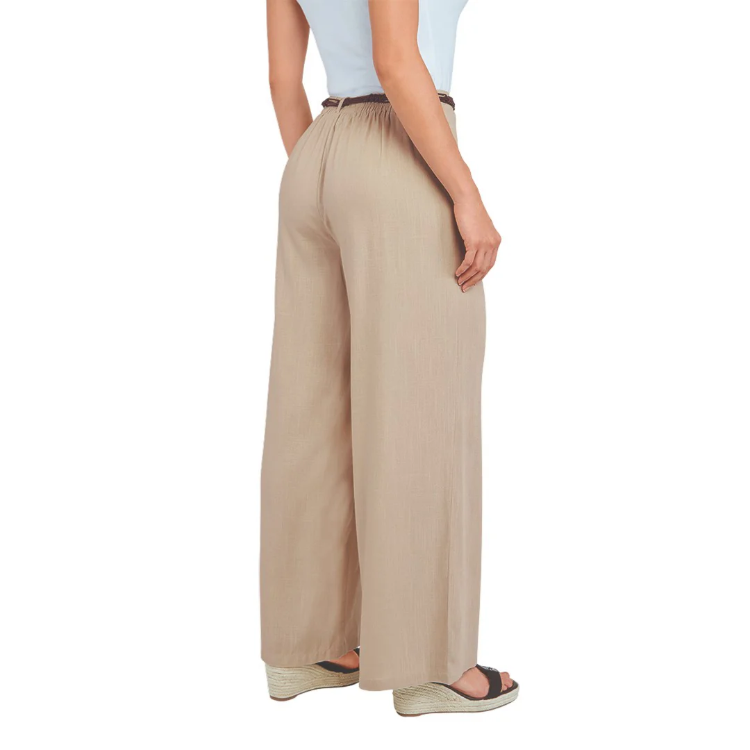 PANTALÓN AMPLIO CON CINTURÓN BEIGE 95760 - Image 2